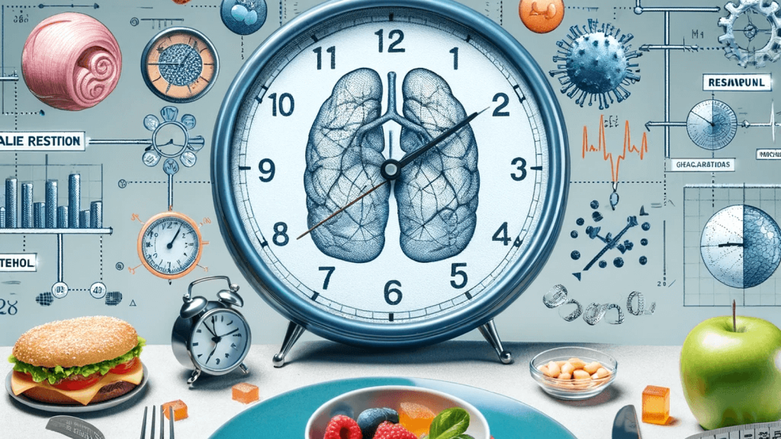 DALL·E 2023-11-19 14.36.03 - An image representing time-restricted eating and its impact on weight loss, highlighting key aspects of the study. The image should visually capture t