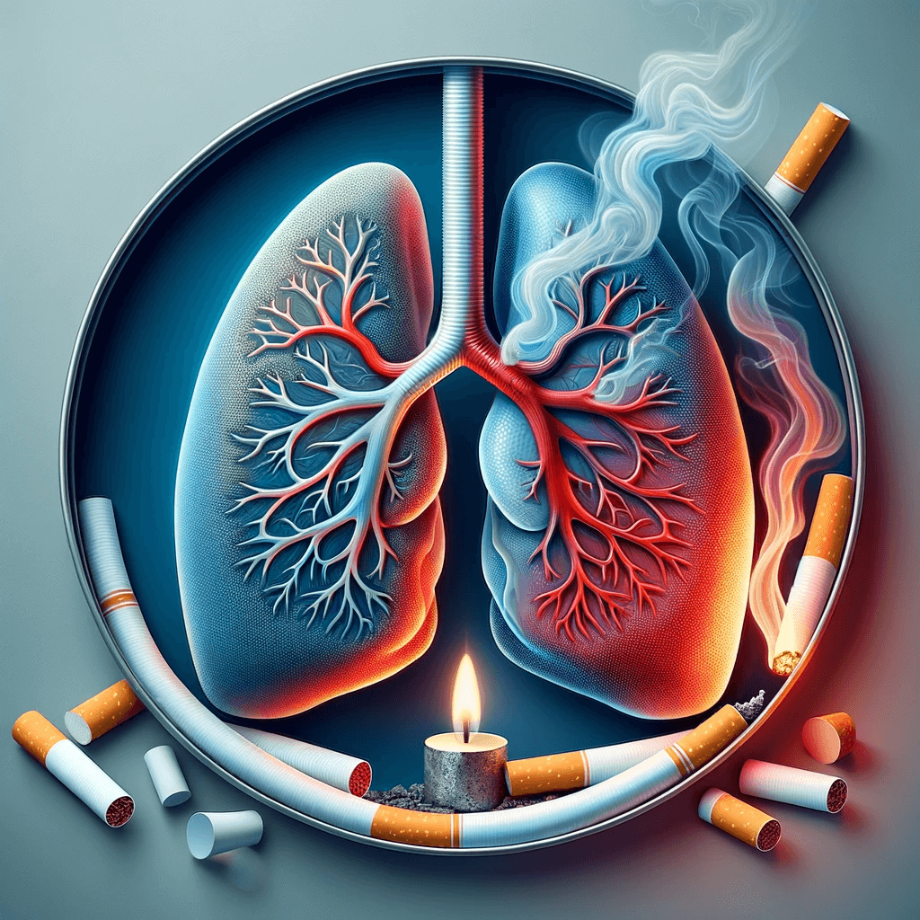 DALL·E 2023-11-19 14.15.11 - A professional and insightful image for a medical social media post about the association between suspected bronchiectasis and mortality in smokers. T