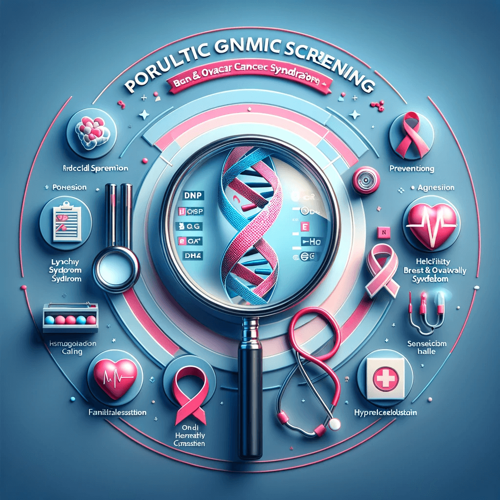 DALL·E 2023-11-19 14.15.26 - An educational and professional image for a medical social media post about population genomic screening for Lynch syndrome, hereditary breast and ova