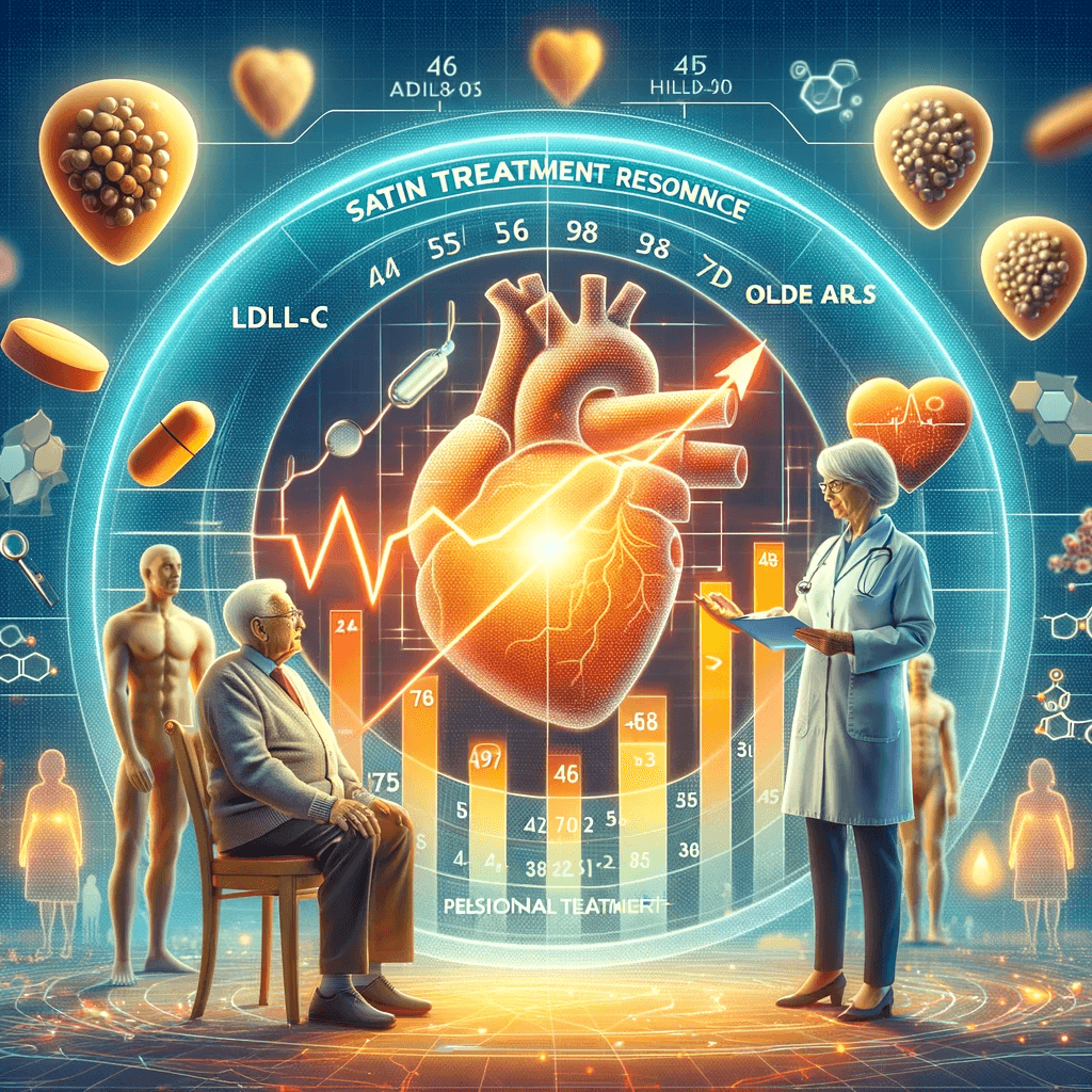 DALL·E 2023-11-19 14.35.45 - An image representing the relationship between age and statin treatment response, highlighting how older adults may experience a greater reduction in