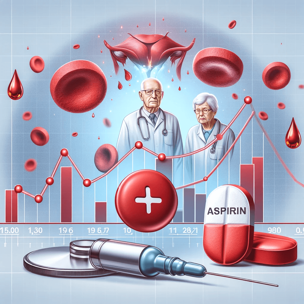 DALL·E 2023-11-19 14.35.58 - An image representing the relationship between low-dose aspirin and the incidence of anemia in the elderly, highlighting key aspects of the ASPREE stu