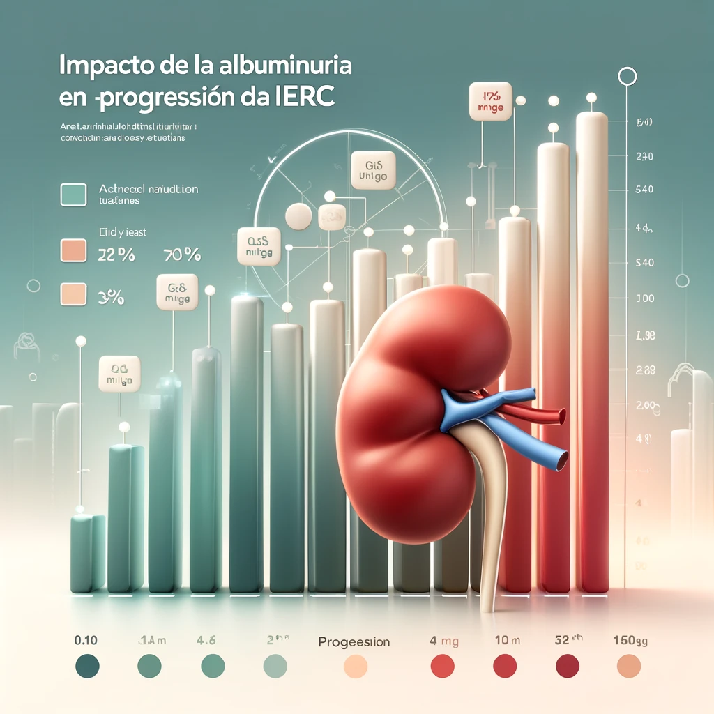 DALL·E 2024-05-11 17.40.00 - A professional and educational image for a Facebook post about the impact of albuminuria on chronic kidney disease progression. Background_ Soft, neut